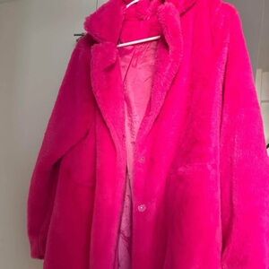 Vibrant Pink Faux Fur Coat